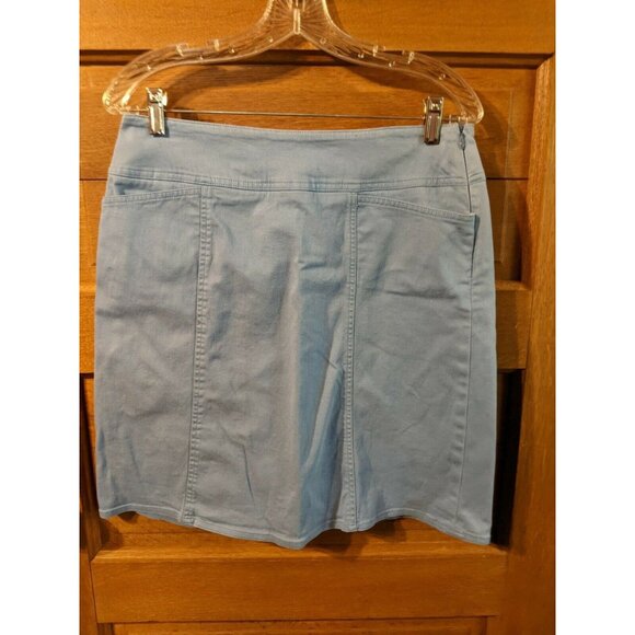Chaus Skirt Size 8 Light Blue Modest Womens Straight Work Casual Stretch - Picture 2 of 5